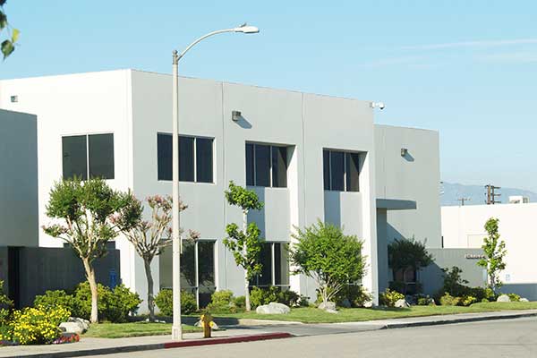 Outside view of a modern white commercial building